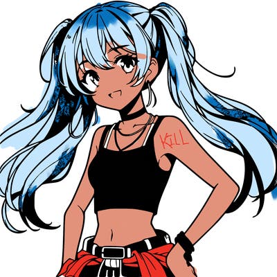 anime girl wearing crop top