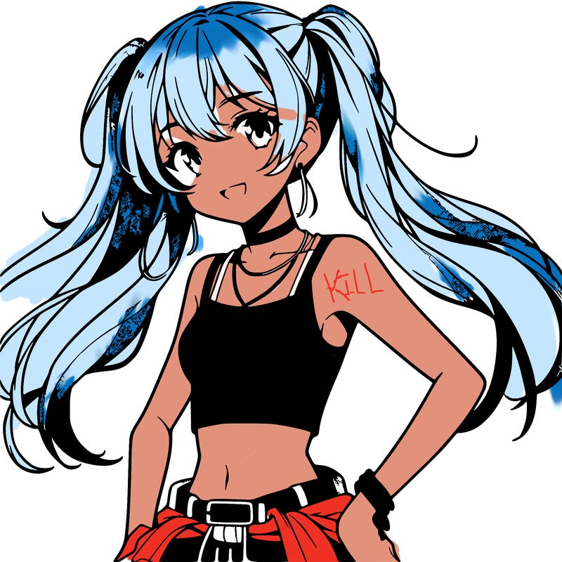 anime girl wearing crop top