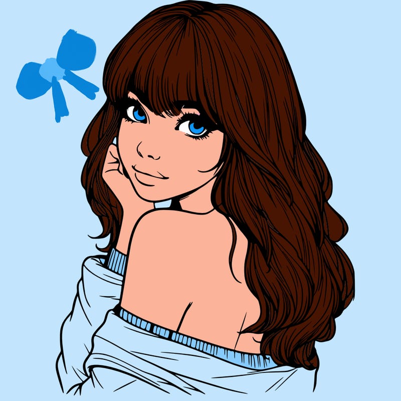 realistic girl with bangs looking over her shoulder
