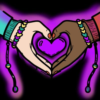 heart hands with friendship bracelets