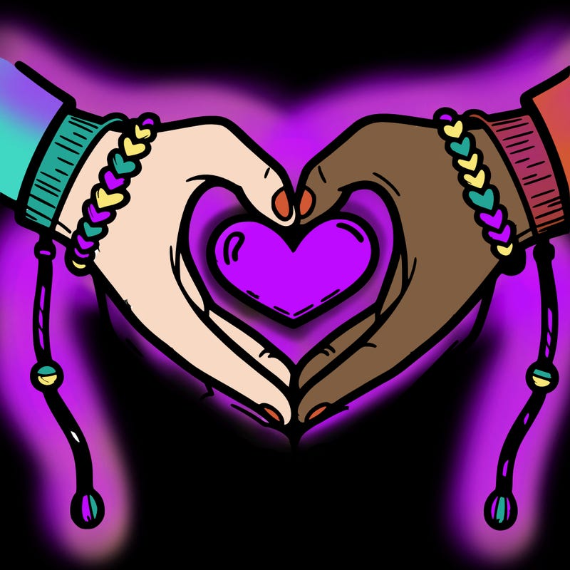 heart hands with friendship bracelets