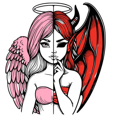 realistic angel half demon