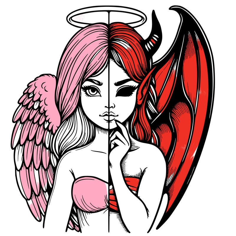 realistic angel half demon