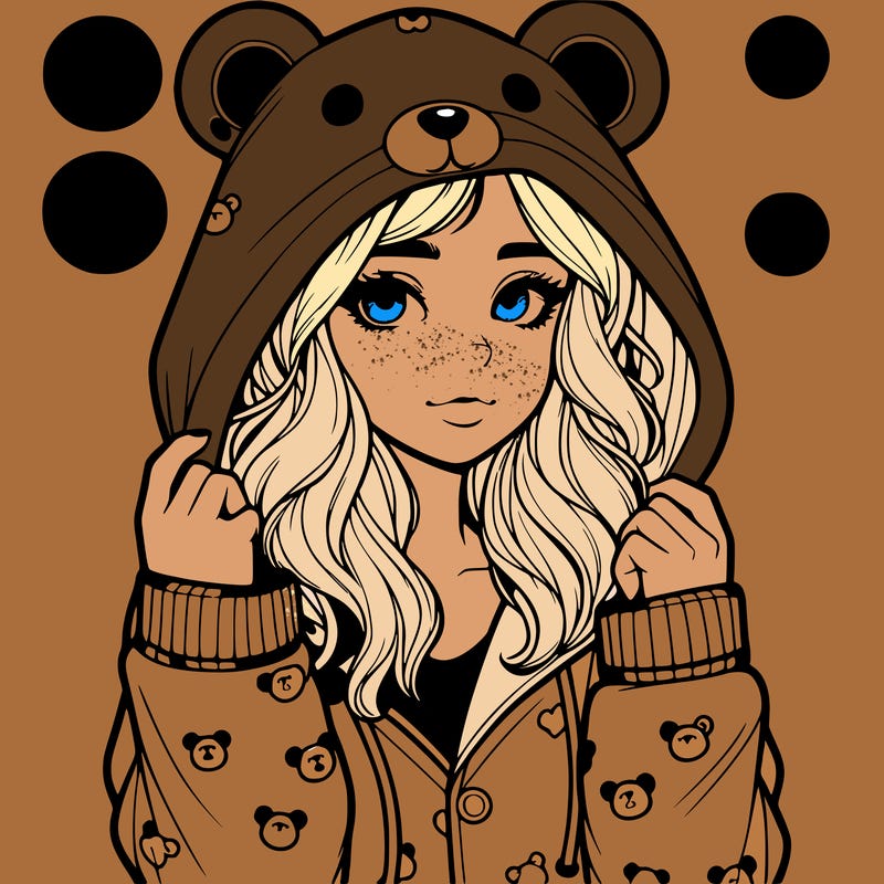 realistic girl in a animal pjs hoodie