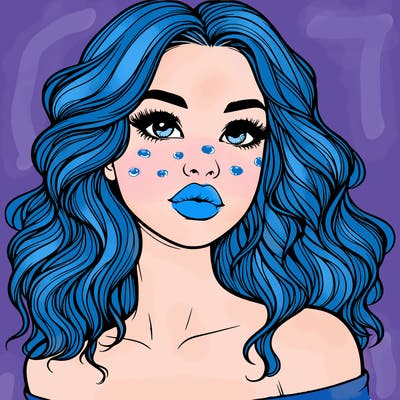 realistic girl with wavy hair and lips