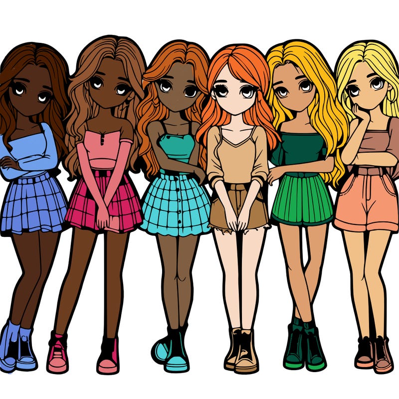 a group of girls realistic