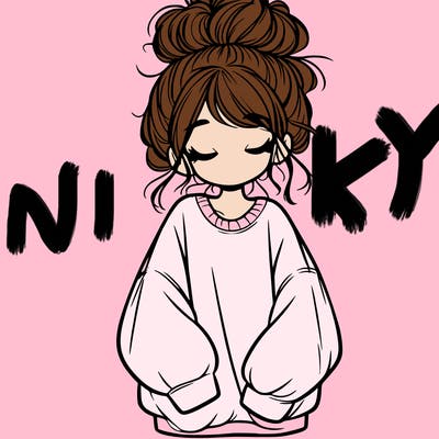 girl with baggy sweatshirt and messy bun