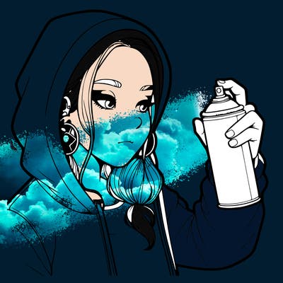 a realistic girl, spray painting