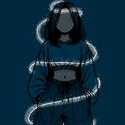 realistic girl faceless with baggy pants and a crop top