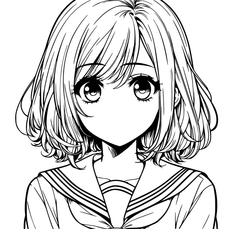 realistic manga school girl
