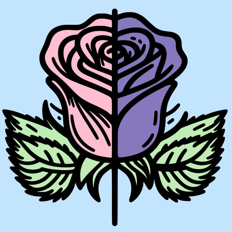 rose split down middle