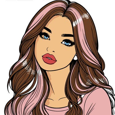 realistic girl with hair on her hair and lips