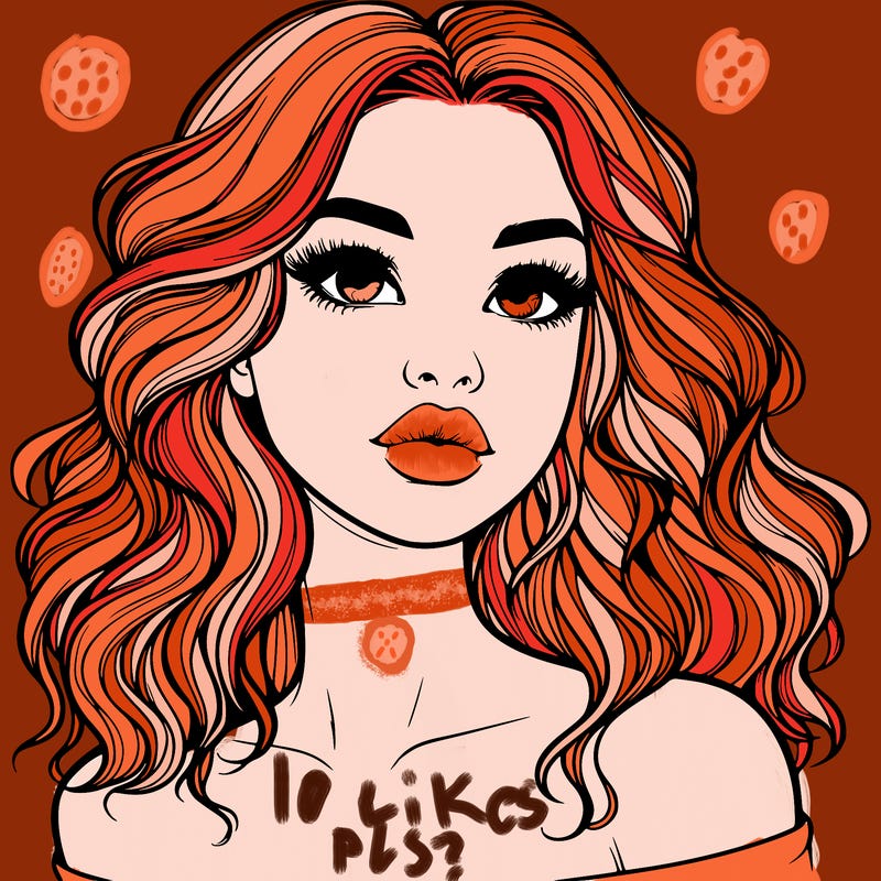 realistic girl with wavy hair and lips