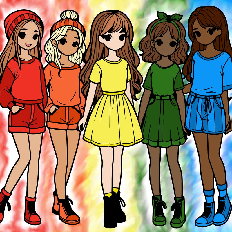 a group of five girls