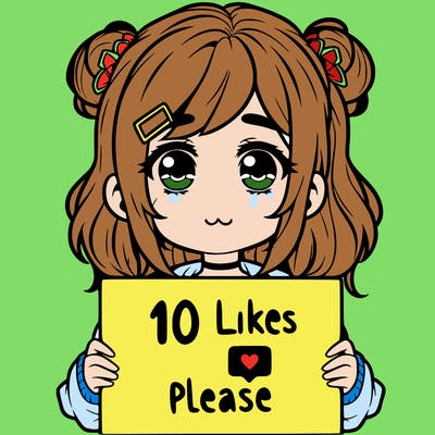 a girl with a sign saying 10 likes please