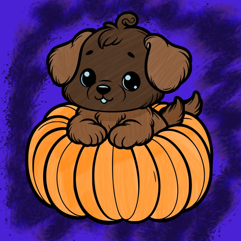 cute little puppy in a pumpkin