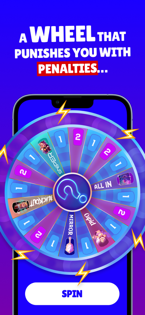 Insight - Play With Friends - Insightパーティーゲームアプリのカラフルなペナルティホイール。ソーシャルギャザリング用です。