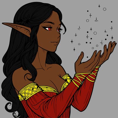 realistic elf girl doing magic