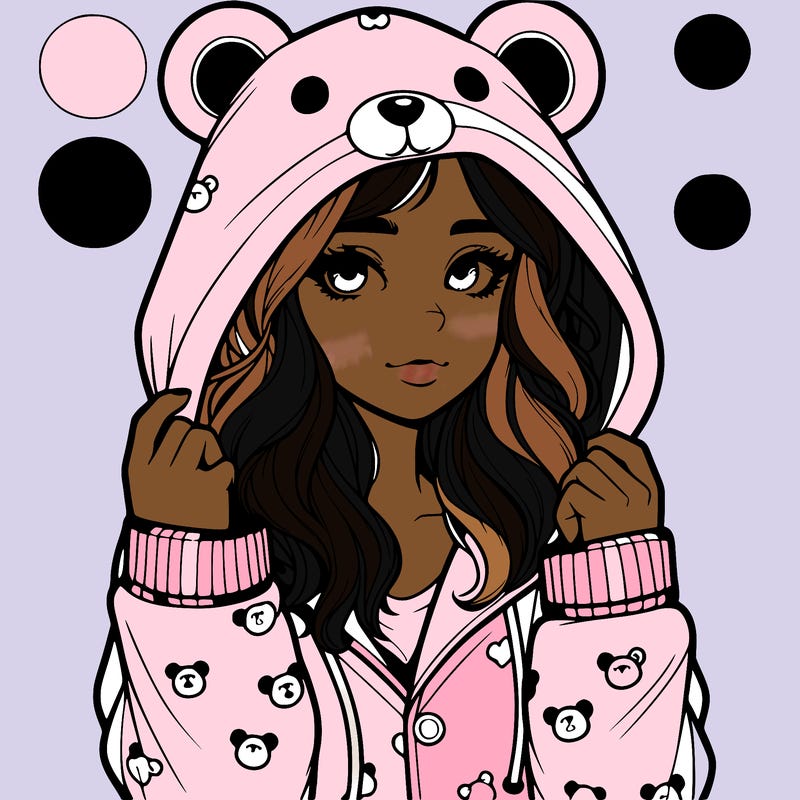 realistic girl in a animal pjs hoodie