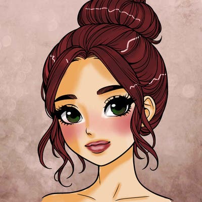 realistic pretty girl with hair in bun
