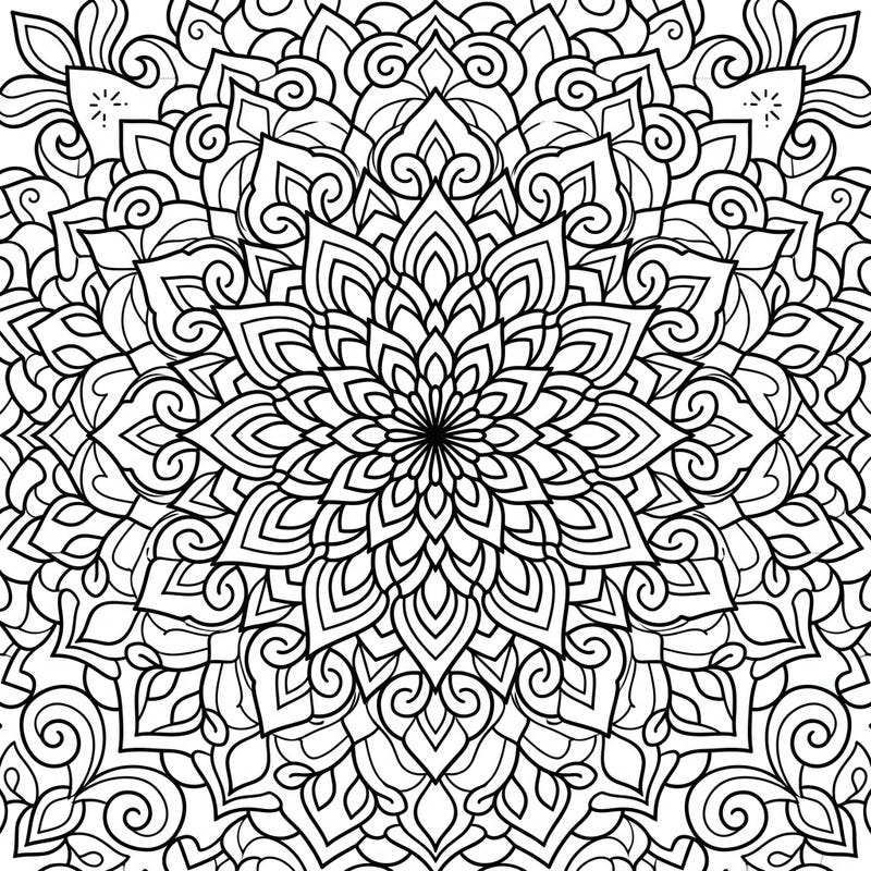 Explore the mesmerizing patterns of this Fibonacci Geometric Mandala, crafted with balanced golden ratio principles. This intricate design promises a rewarding and meditative coloring journey.