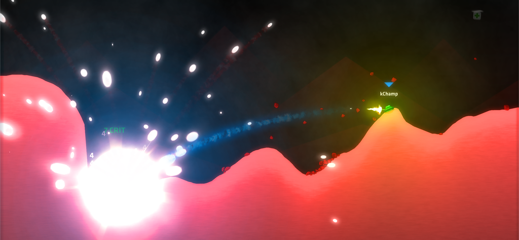 A massive white explosion during a tank battle on red terrain in ShellShock Live