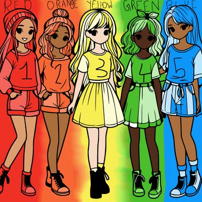 a group of five girls