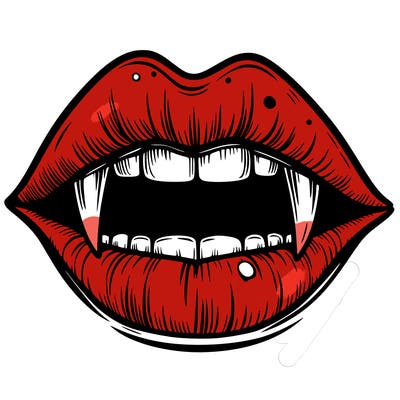 lips with vampire teeth