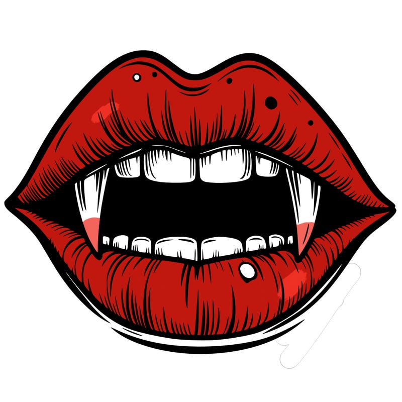 lips with vampire teeth