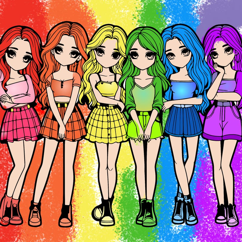 a group of girls realistic