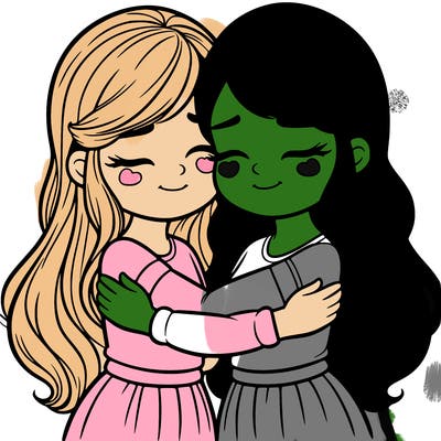 girls hugging together