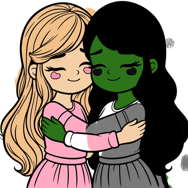 girls hugging together