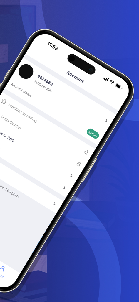 EssayPro: Real Writers Help - The user account interface of the EssayPro app showing profile information and active account status