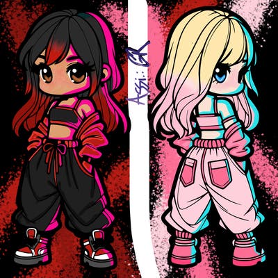 girl in crop top and baggy pants