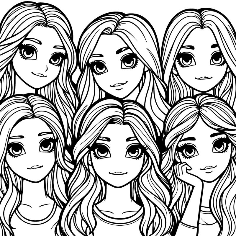 group of girls with realistic hair and eyes