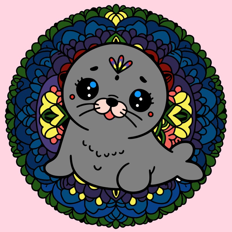 a cute baby seal mandala