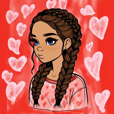 realistic girl with braids