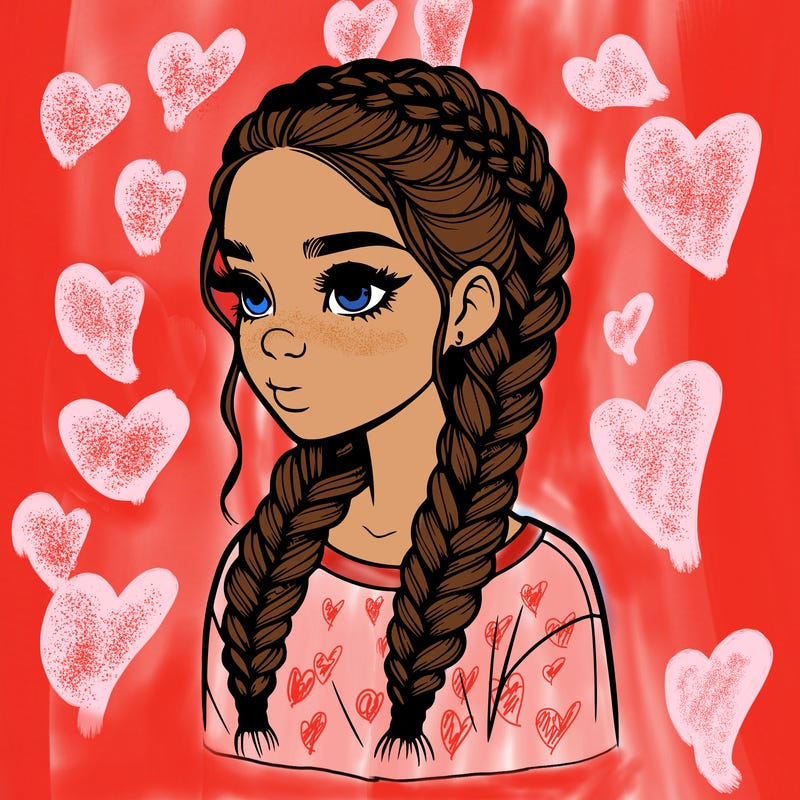 realistic girl with braids