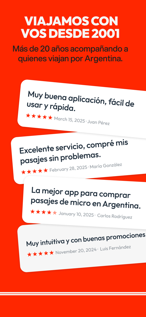 Plataforma 10 Pasajes de Micro - Positive user reviews and ratings for Plataforma 10 bus ticket app in Argentina
