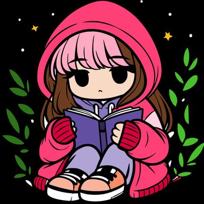 girl in oversized hoodie reading a book