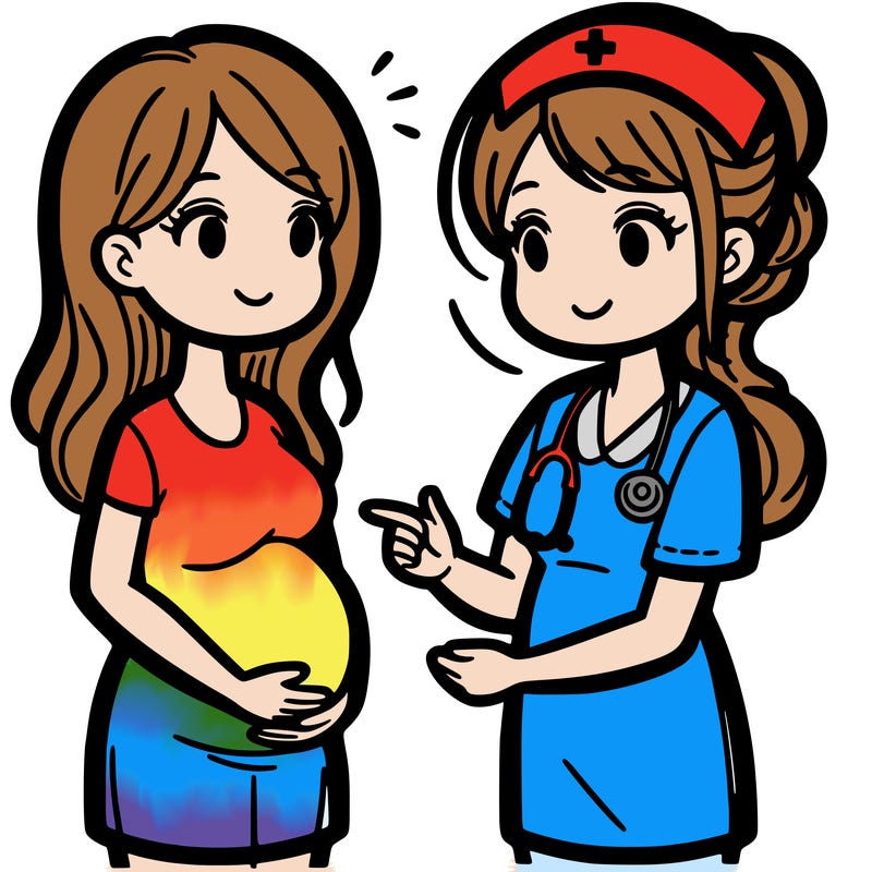 pregnant woman and midwife talking