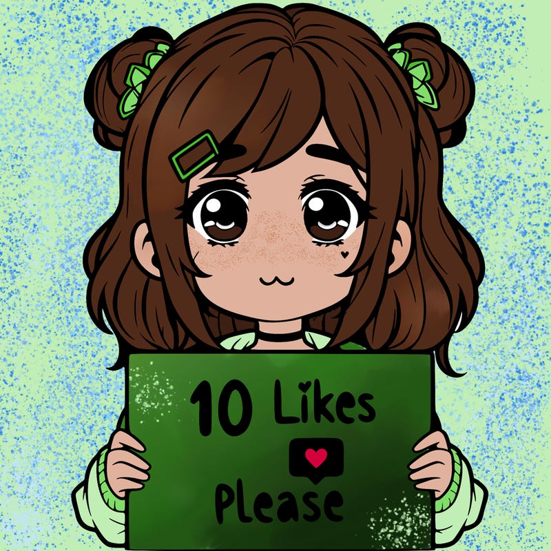 a girl with a sign saying 10 likes please