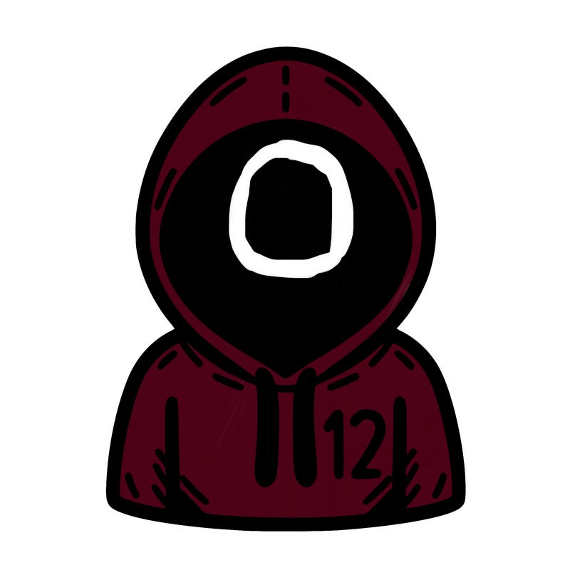 a person with non face waering a hoodie with a small 132 symbol