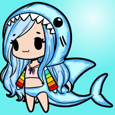 girl with shark outfit