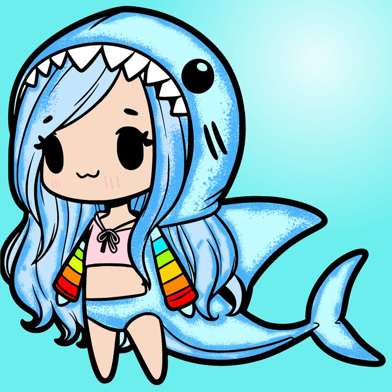 girl with shark outfit
