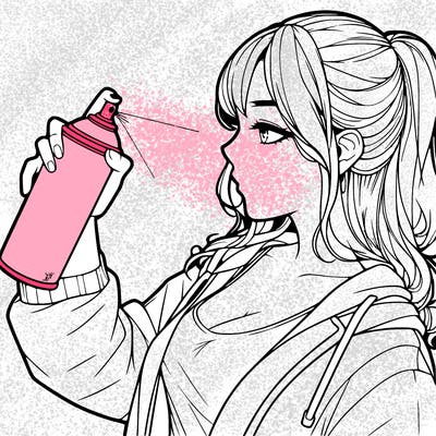 a realistic girl spray, painting