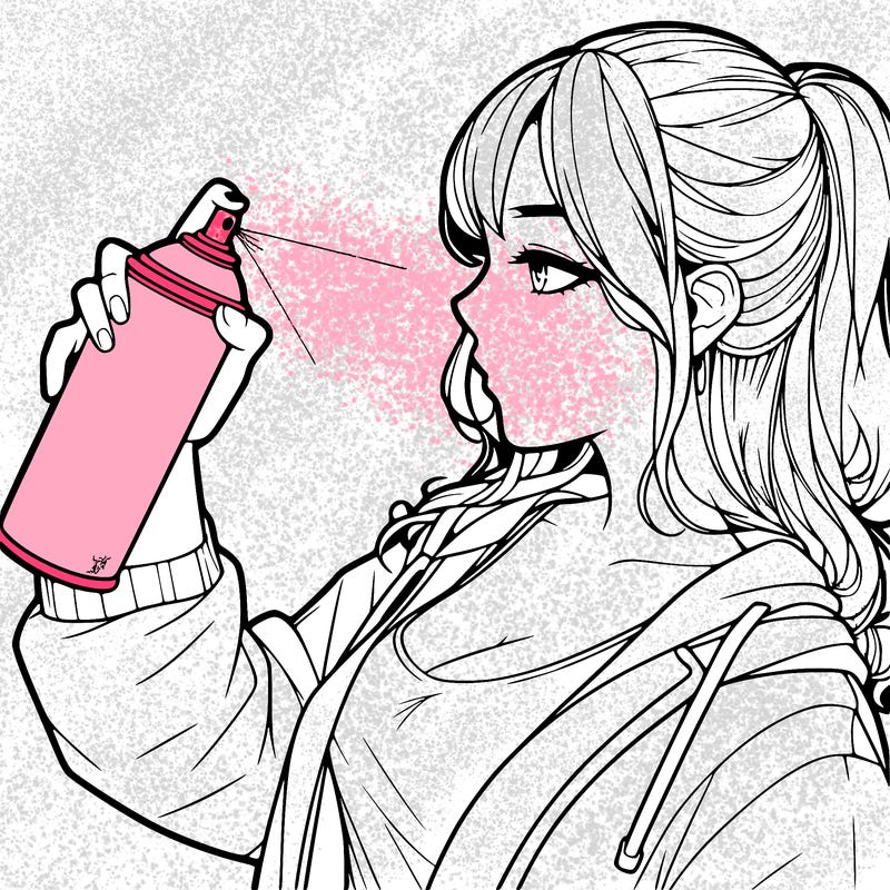 a realistic girl spray, painting