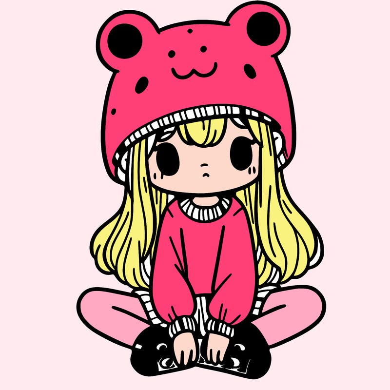 a girl wearing a frog hat and some frog socks