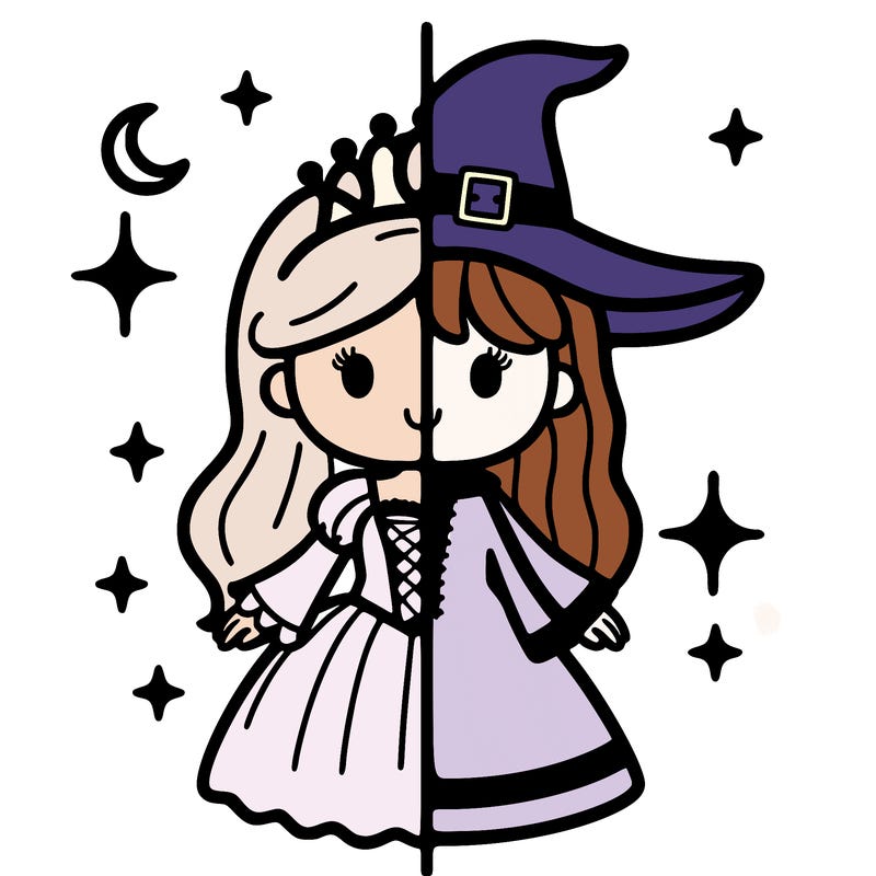 split princess and witch