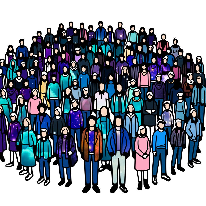 people in a big group